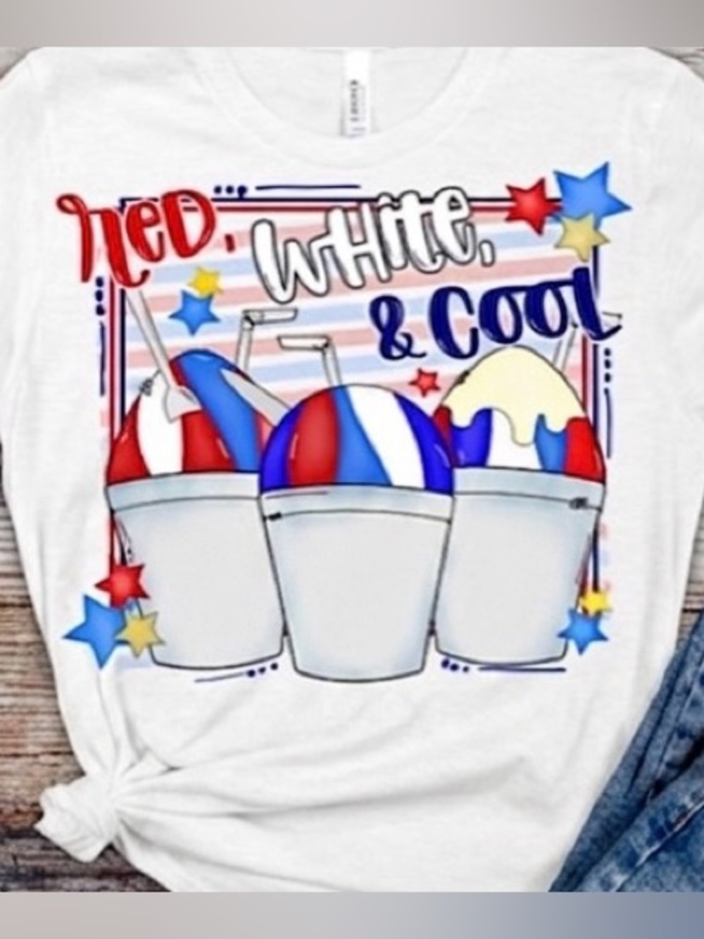 Patriotic  Red, White & Cool Snow Cone Custom Graphic Tee